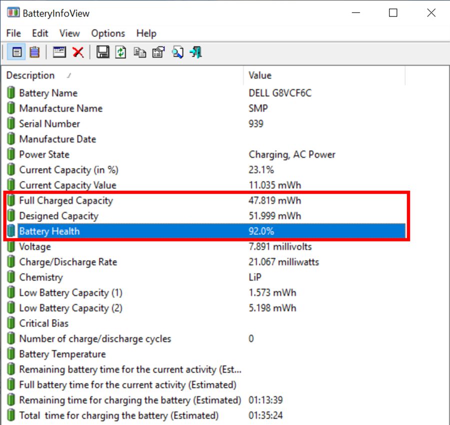 BatteryInfoView - Battery Info