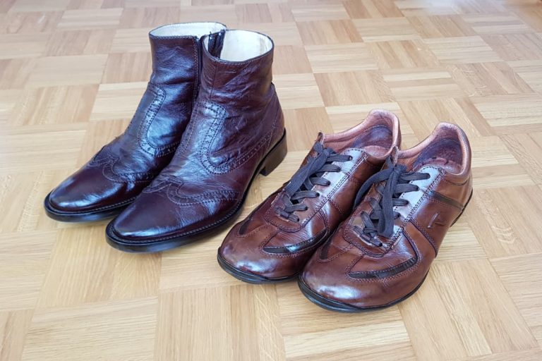 brown leather shoes and boots