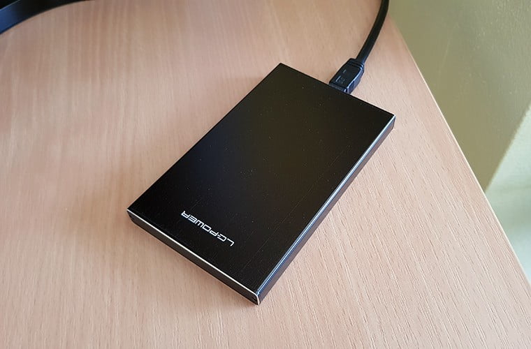 external ssd in a black case