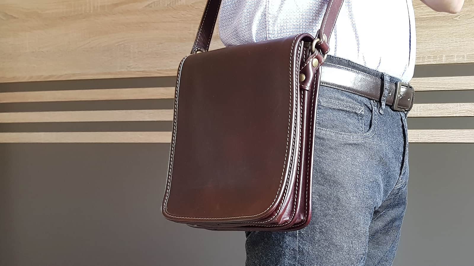 Time Resistance Messenger Bag 'On The Road' worn by a man