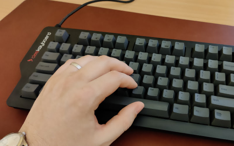 Me typing on Das Keyboard 4C TKL