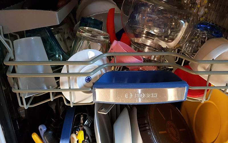 loaded bosch dishwasher - top rack 2