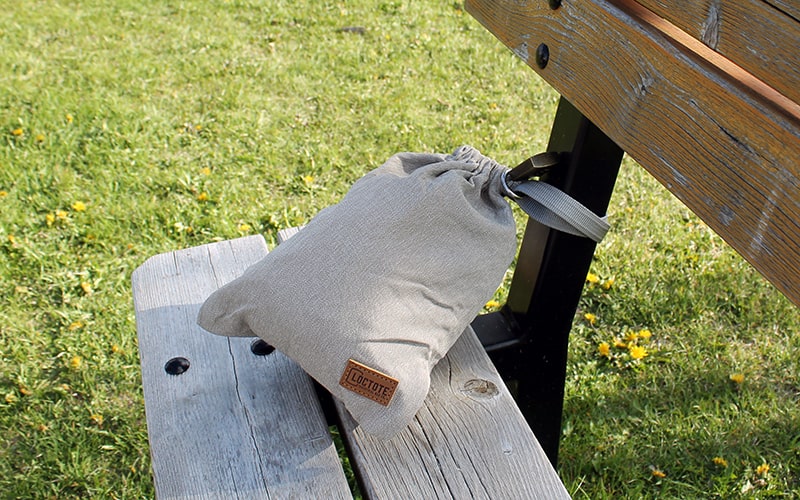 Loctote AntiTheft Sack 3L on bench 2