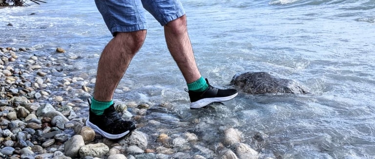 Loom Footwear - stepping in water- feature image