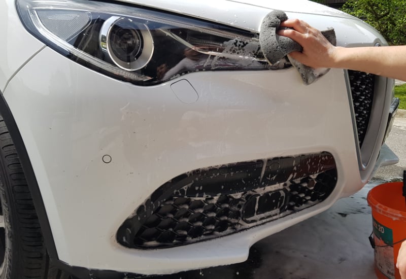 cleaning headlights with soap and water