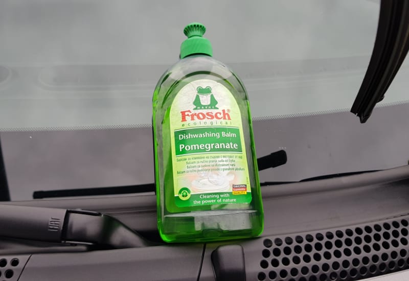 dish soap on windshield