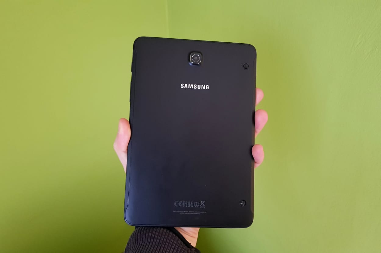 sticky rubber on the backside of galaxy tab s2