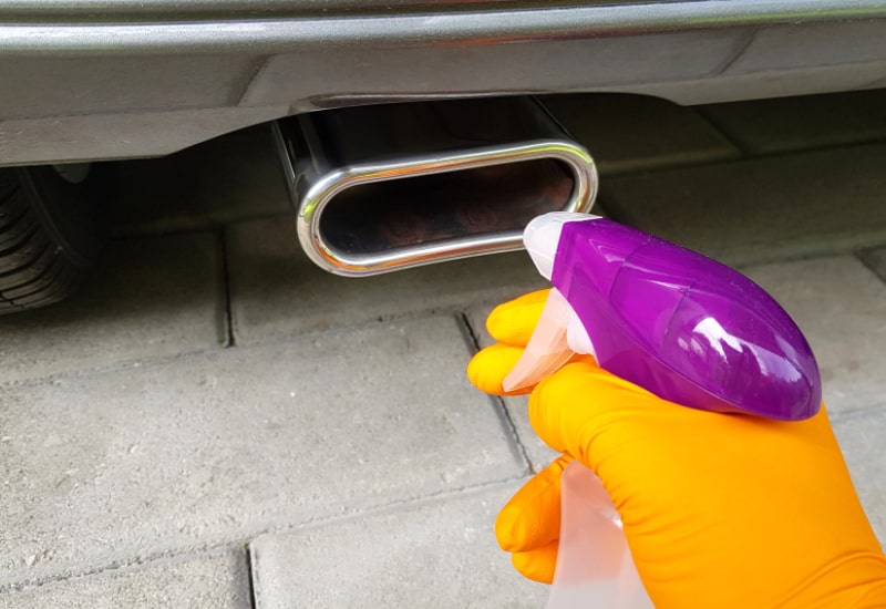 degreasing a chrome exhaust tip