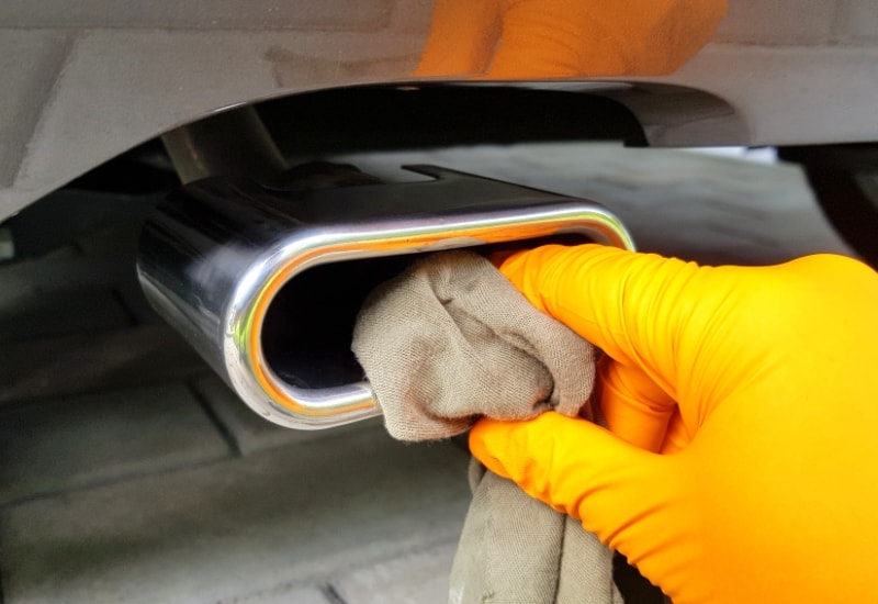 drying the chrome exhaust tip
