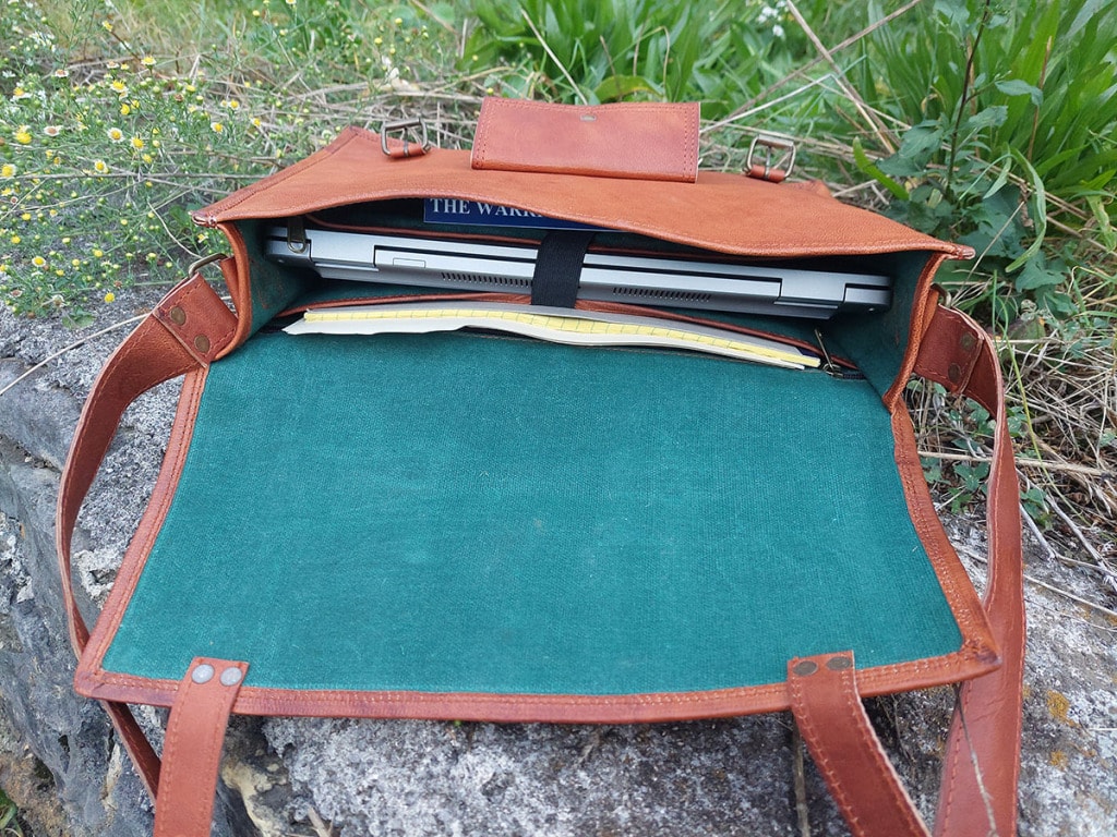 Kodiak Satchel with Laptop Lying Down