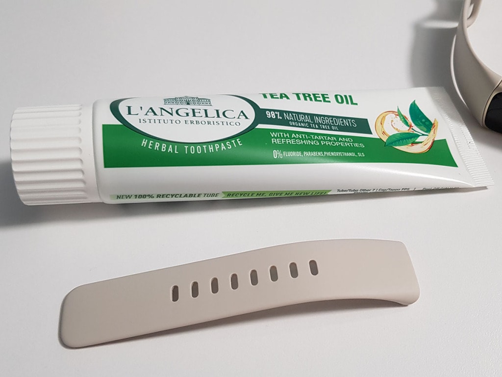 Toothpaste and watch strap