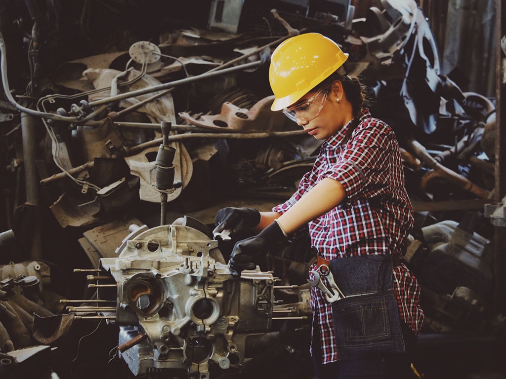 Woman doing repairs