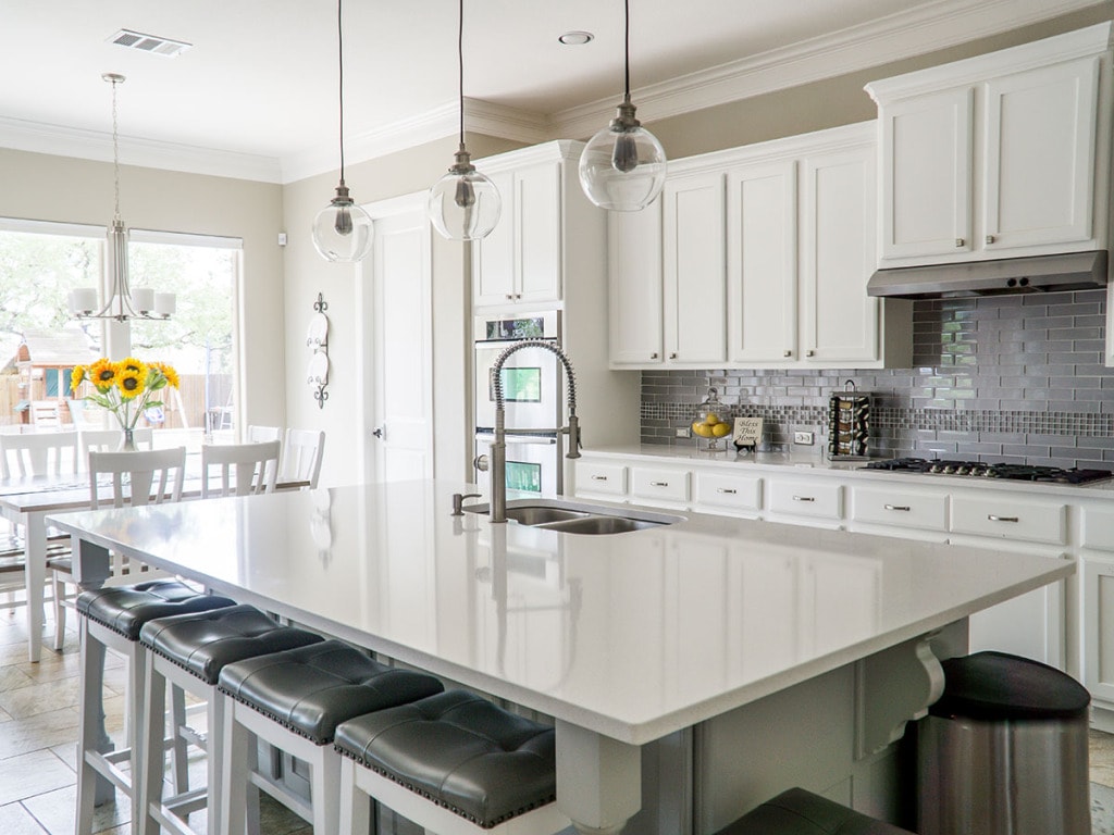 Kitchen with solid surface counter