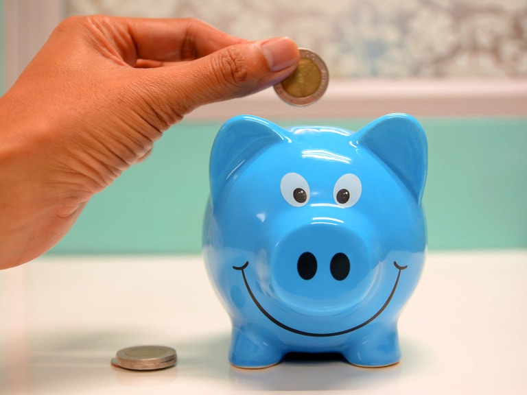 Putting coin in piggy bank - feature