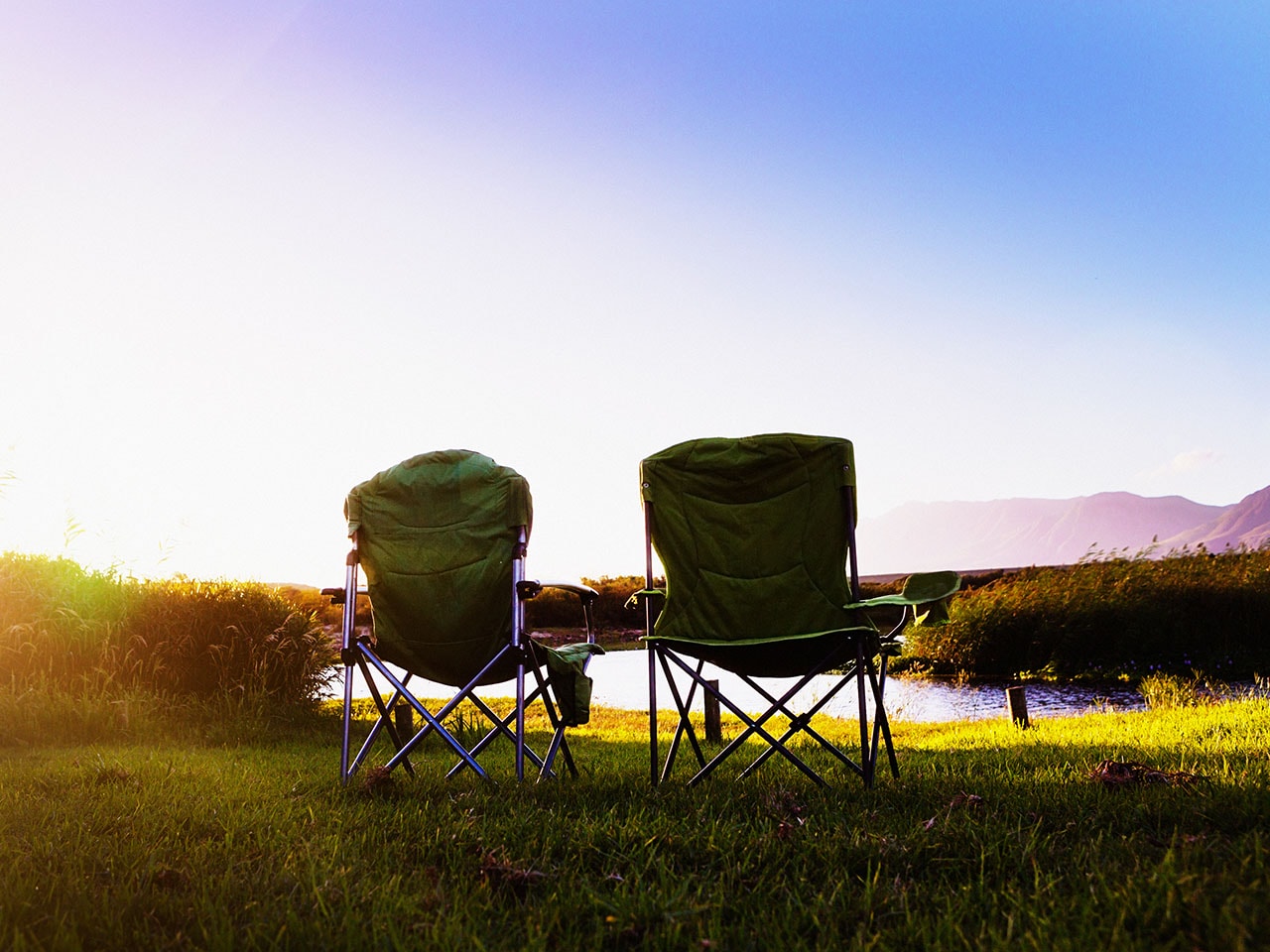 two heavy duty camping chairs