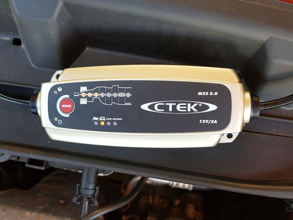 A closeup of the CTEK MXS 5.0 charger