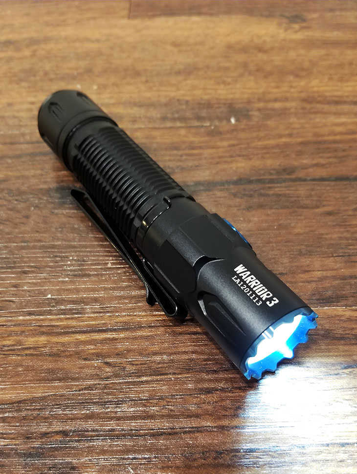 olight warrior 3 with light on