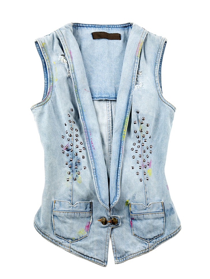 Denim vest with detailing