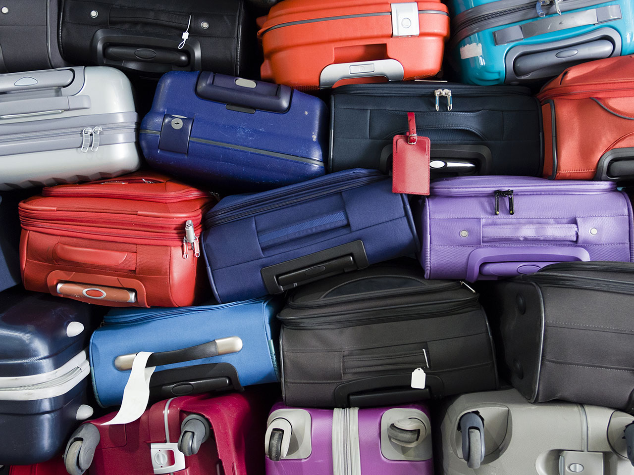Various suitcases stacked